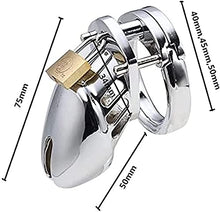 Load image into Gallery viewer, 3 Size Male Chastity Device Stainless Steel Cock Cage Penis Ring Virginity Lock Chastity Belt Adult Game Sex Toy
