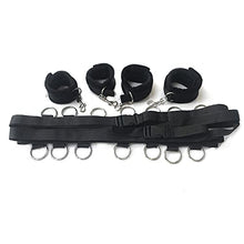 Load image into Gallery viewer, THAT NIGHT Adult Bed Bundles Sexy Bed with 7 Buckle Steel Rings, Female Equipment Adjustable Handcuffs Binding Straps Black
