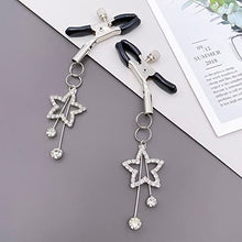 Load image into Gallery viewer, alievoke Rhinestone Pendant Nipple Clamps, Adjustable Breast Nipple Clamps for Sex Pleasure, Nipple Shield Nipple Clamps Jewelry Rhinestone Pendant (A)
