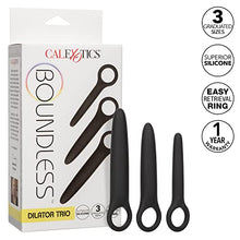 Load image into Gallery viewer, CalExotics Boundless Dilator Trio - 3 Piece Silicone Dilators Set with Ergonomic Finger Loop - Waterproof Fetish Sex Toys for Couples  Black
