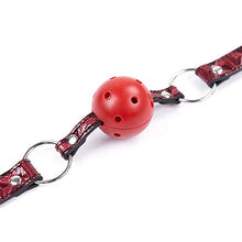 Load image into Gallery viewer, Adjustable red and Black Shiny Leather Hollow Toy Ball with Perforated Mouth (red)
