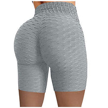 Load image into Gallery viewer, Yoga Shorts for Women High Waisted Butt Lifting Gym Workout Shorts Tummy Control Running Fitness Athletic Volleyball Short Pants Solid Stretch Soft Underpants Biker Shorts Gray
