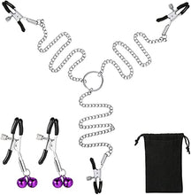 Load image into Gallery viewer, Malipa Adjustable Metal Nipple Clamps 33993 Necklace Entertainment Chain Clip for Women/Man Non-Piercing Nipplerings Clip On Nipple Rings Decorative Clip for Clothing Accessories- (3T), Black
