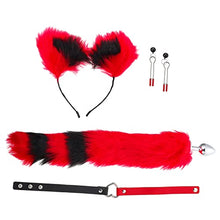 Load image into Gallery viewer, FOMIYES Fox Tail Cosplay Costume Set BDSM Game Toys Set include Bell Nipple Ring Clamp Plush Ear Headband Choker Butt Plug Flirting Breast Clip Vibrator Anal Plug
