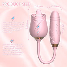 Load image into Gallery viewer, Rose Toy Vibrator for Woman Pleasure- 3 in 1 Clitoral Stimulator Tongue Licking Thrusting Vibrator with 10 Modes, Rose Adult Sex Toys Games, Rose Sex Stimulator for Women Pink
