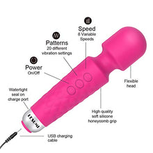 Load image into Gallery viewer, Cordless Vibrator with Memory - Sex toy with 20 Patterns &amp; 8 Speeds, G Spot Clit Wand Massager for Her Pleasure, Quiet &amp; Waterproof Personal Powerful Clitoris Massager, Female Adult Toys (Rose)
