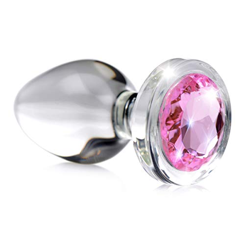 Pink Gem Glass Anal Plug - Small