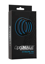 Load image into Gallery viewer, Doc Johnson OptiMALE - Thin 3 C-Ring Set - Stretchy Silicone - Black
