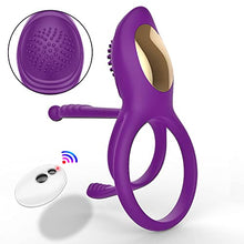 Load image into Gallery viewer, 3 in 1 and 10 Modes Vibrator for Couple, Extension Time Vibrating Cock Ring, Men&#39;s Penis Rings Vibrators, Perineum Vibrator, G spot, Clitorals Stimulator for Women, Adult Sex Toys (Purple)
