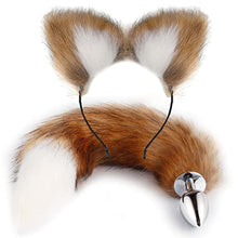 Load image into Gallery viewer, LSCZSLYH Fox Tail Anal Plug Cat Rabbit Ears Headbands Set Feather Anals Plug Anus Stimulate Adult Erotic Accessories (Color : Gary White Set)
