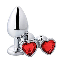 Load image into Gallery viewer, Anal Butt Plug, Small + Medium + Big Set Fetish Safety Metal Anal Butt Plug Anal Plug with Red Crystal Diamond Beginner 27mm-33mm-41mm Anal Toy for Unisex
