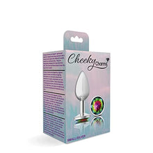 Load image into Gallery viewer, Viben Toys  Cheeky Charms Butt Plug  Body Safe Aluminum Alloy, Lightweight Anal Plug  Silver Round Rainbow Acrylic Gemstone  Small
