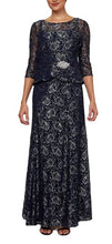 Load image into Gallery viewer, Le Bos Women&#39;s Plus Size Ball Gown, Navy/Silver, 22W
