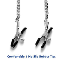 Load image into Gallery viewer, SEXY SLAVE Adjustable Nipple Clamps - Soft Rubber Metal Nipple Clamps Fetish Nipple Teasers Breast Clit Sensual Bondage Two Nipple Clips
