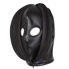 Load image into Gallery viewer, LANWAN PU Leather Headgear Mask Hood Black Breathable Mask Enclosed Double Layer Hood Mask for Men Women Cosplay (Double Layer Mask Hood)
