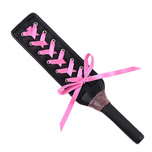 Load image into Gallery viewer, Leather Hand Spanking Paddle Slapper Flogger Whip With Pink Ribbon Bow and Rhinestone Stage Fancy Dress Up Costume Role Game Play Toy
