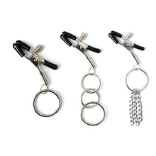 Load image into Gallery viewer, 2 PCs Nipple Clamps with Metal Ring, Adjustable Nipple Clips Clamps for Women Men, Breast Massage Nipple Clamps Non Piercing, Nipple Toys for Sex Pleasure (Ring&amp;Chains)
