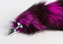 Load image into Gallery viewer, Foxtail Butt Plug - Purple and Black Cat Tail Plug - Roleplay Toy (Small, Purple)
