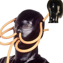 Load image into Gallery viewer, Vilpory Latex Mask Head Mask Rubber Masks Mouth Gag Ball Gag Full Face Mask with Nose and Mouth Tube SM Fetish Role Play Mask Erotic Sex Toys for Couple

