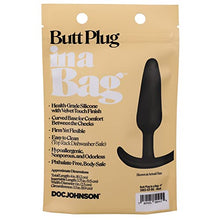 Load image into Gallery viewer, Doc Johnson Butt Plug in A Bag - 4 inch - Body-Safe Silicone, Total Length: 4 in. (10.2 cm), Insertable Length: 3.75 in. (9.5 cm), Width/Diameter: 1 in. (2.5 cm), Black
