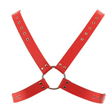 Load image into Gallery viewer, Red Leather Harness for Men, Premium Adjustable Punk Men Body Chest Harness for Clubwear Parties
