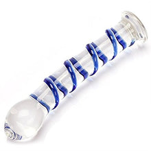 Load image into Gallery viewer, Crystal Glass Pleasure Wand Dildo Penis - LIBO - Swirl Mushroon Tip Rocket, Blue
