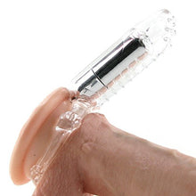 Load image into Gallery viewer, Waterproof Textured 10 Speed Stretchy Vibrating Cock Ring and Clitoral Massager (Clear) Removable Bullet for Great Allover Sensation for Both Users!
