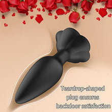 Load image into Gallery viewer, Rose Anal Plug Silicone Butt Plug for Anal Play, Anal Sex Toy Waterproof Adult Toy for Women Pleasure Black
