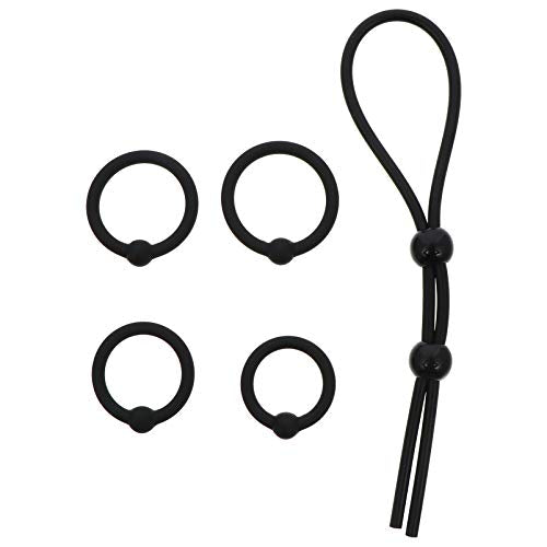 5pcs Silicone Ring Erection Exerciser Trainer with Adjustable Tie Male Delay Ejaculation Prolonging for Couple Lover Gay