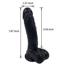 Load image into Gallery viewer, 7 Inch Realistic Ultra-Soft Dildo for Beginners with Flared Suction Cup Base for Hands-Free Play, Flexible Dildo with Curved Shaft and Balls for Vaginal G-spot and Anal Prostate Play (Black)
