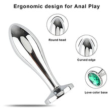 Load image into Gallery viewer, Anal Butt Plug, 3Pcs Set Safety Metal Anal Butt Plug Sex Toy with Crystal Diamond Beginner Anal Toy for Adult Unisex (Green)
