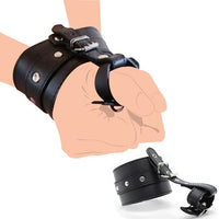 PU Leather Hand Wrist to Thumbs Cuffs Bondage Belts Cosplay BDSM Ankle Wrist Hogtie Strap with Toes Restraints Sex Toys (Wrist Cuff)