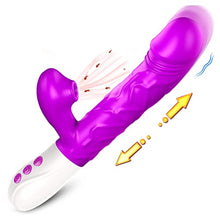 Load image into Gallery viewer, Thrusting Rabbit Vibrator for Women, G Spot Dildo Vibrator 3 Thrusting Rotating and 7 Clitoris Stimulator Vibrator 3 in 1 Rechargeable Heating Anal Dildo Adult Sensory Sex Toys, Purple00
