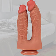 Load image into Gallery viewer, Anfei Realistic Double Dildos, Dual Layer Silicone Adult Toys with Suction Cup, Sex Toys for Masturbation
