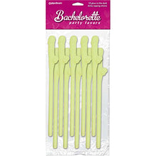 Load image into Gallery viewer, Bachelorette Party Glow in the Dark Pecker Straws - 10 Straws
