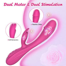 Load image into Gallery viewer, Rabbit Vibrator Sex Toy 3in1 Dildo for Women,7 * 7 Vibrators Modes CKSOHOT 8.46&#39;&#39; Liquid Silicone Sex Toy Dildos,IPX7 Fully Waterproof - Rose
