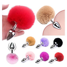 Load image into Gallery viewer, Rabbit Fur Ball Anal Plug Removable Buttplug Tail Stainless Steel Prostate Massager BDSM Sex Toys Cosplay Gay Couples Butt Plug (Color : Black)
