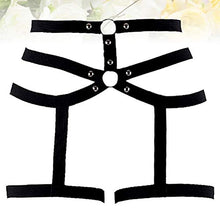 Load image into Gallery viewer, KESYOO Black Punk Leg Restraint Dress up Costume Wear Bondage Sexy Restraints Toy Roleplay Thigh Ring for Performance
