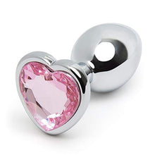 Load image into Gallery viewer, Lovehoney Jewelled Pink Heart Shaped Butt Plug - 2.5 Inch Metal Anal Plug - Petite Smooth Tapered Tip - Waterproof
