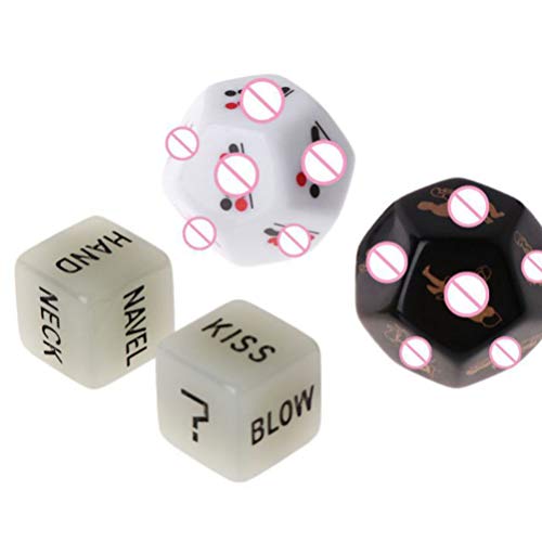 HEALLILY Adults Toys 4pcs Funny Dice Games Role Playing Dice Romantic Positions Game Dice for Couples Humour Dice Toys for Adult Couple RPG Dice