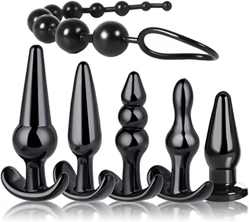 6PCS Anal Plugs Toy Waterproof Silicone Butt Plugs Trainer Set for Women Men Pleasure Butt Plugs for Beginner Training Kit Large Huge Anal Beads Adult Sensory Toys