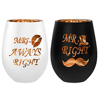 xilaxila Mr Right Mrs Always Right Wine Glasses- Mr and Mrs Gifts- Personalized Wedding Gifts for Couple, Bride and Groom,His and Hers - Cool Engagement Gifts,Bridal Shower Gift