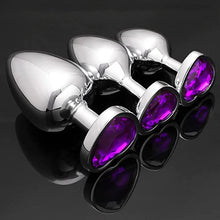 Load image into Gallery viewer, 2022 Years New 3Pcs Set Luxury Metal Butt Toys Heart Shaped Anal Trainer Jewel Butt Plug Kit S&amp;M Adult Gay Anal Plugs Woman Men Sex Gifts Things for Beginners Couple (purple0)
