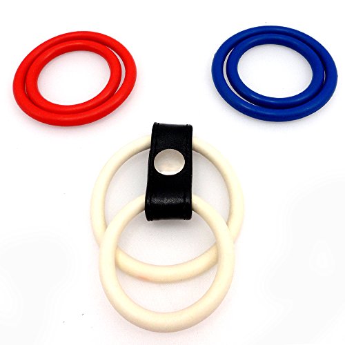 M2M Cock Ring Red/White/Dark Blue Interchanger Nitrile, 0.8 Ounce