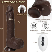 Load image into Gallery viewer, Thrusting Dildo Vibrator Sex Toy for Women, Realistic Vibrating Dildo w/5 Thrusts &amp; 8 Vibrations, Strong Suction Cup Silicone Dildo for Men Anal Plug, 9 inch Black (G-Spot Dildos)
