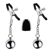 Load image into Gallery viewer, MONEYN 1 Pair Stainless Steel Nipple Clamps, Adjustable Nipple Clamps with Weight Ball, Non-Piercing Nipple Rings, Breast Clips Nipple Jewelry for Women Men Pleasure Sex (D)
