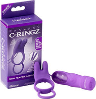 Pipedream Fantasy C-Ringz Twin Teazer Rabbit Ring Dildo, Purple, 1 Pound