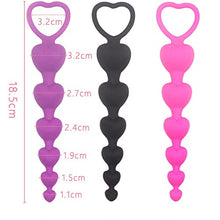 Load image into Gallery viewer, Heart Beads Soft Anal Plug Anus Toys Big Balls Silicone G-Spot Stimulating Butt Plugs Adult Couple (Color : S22-purple)
