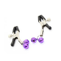 Soft Rubber Cap Clamps with Cute Purple Bells Non Piercing Toy for Women Stage Props