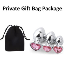 Load image into Gallery viewer, AECBUY 3 Pcs Anal Butt Plug Kit, Waterproof Stainless Steel Anus Dilator with Different Sizes, Adult Anal Trainer Sex Toys with Pink Heart Shaped Jewelry Base for Male Female Pink , Silver 1.0 Count
